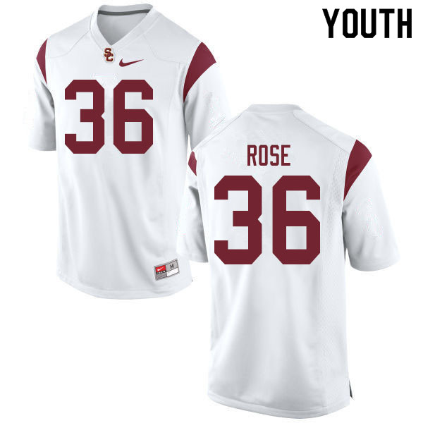 Youth #36 Will Rose USC Trojans College Football Jerseys Sale-White